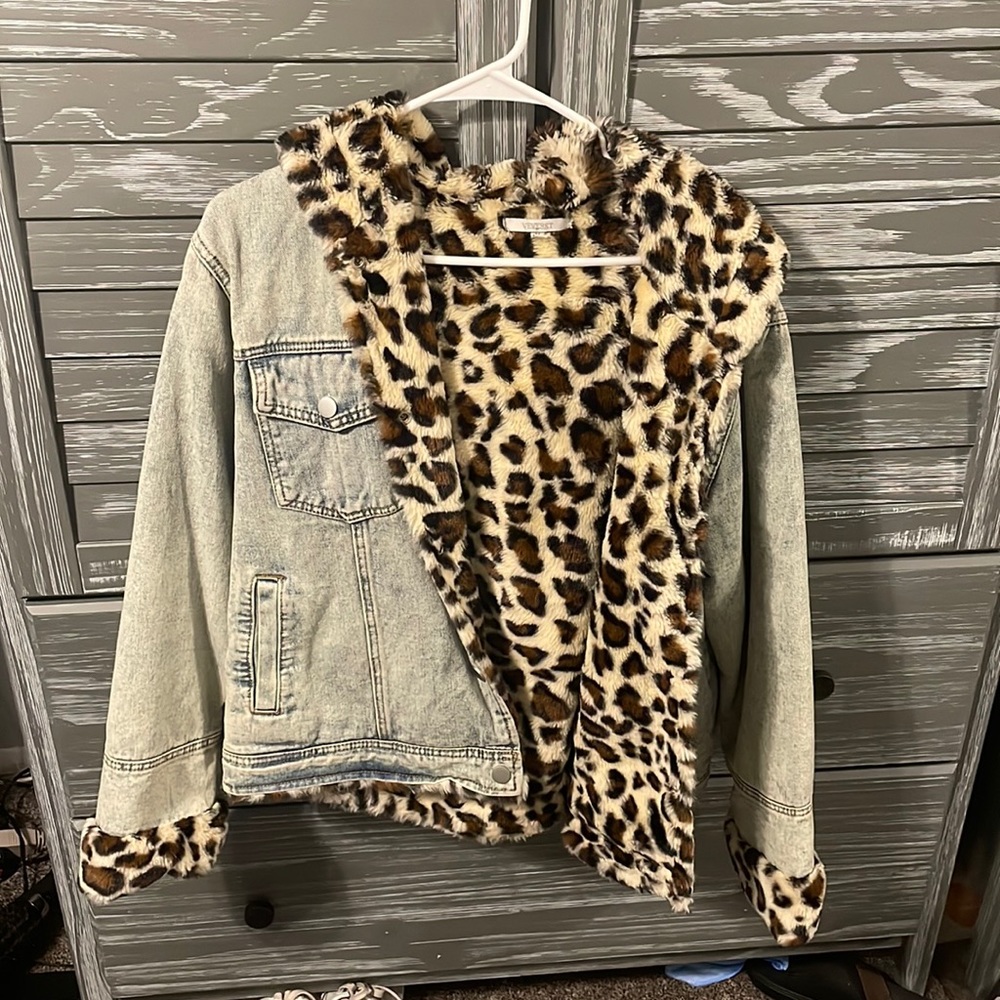 Fleece lined hooded jean jacket